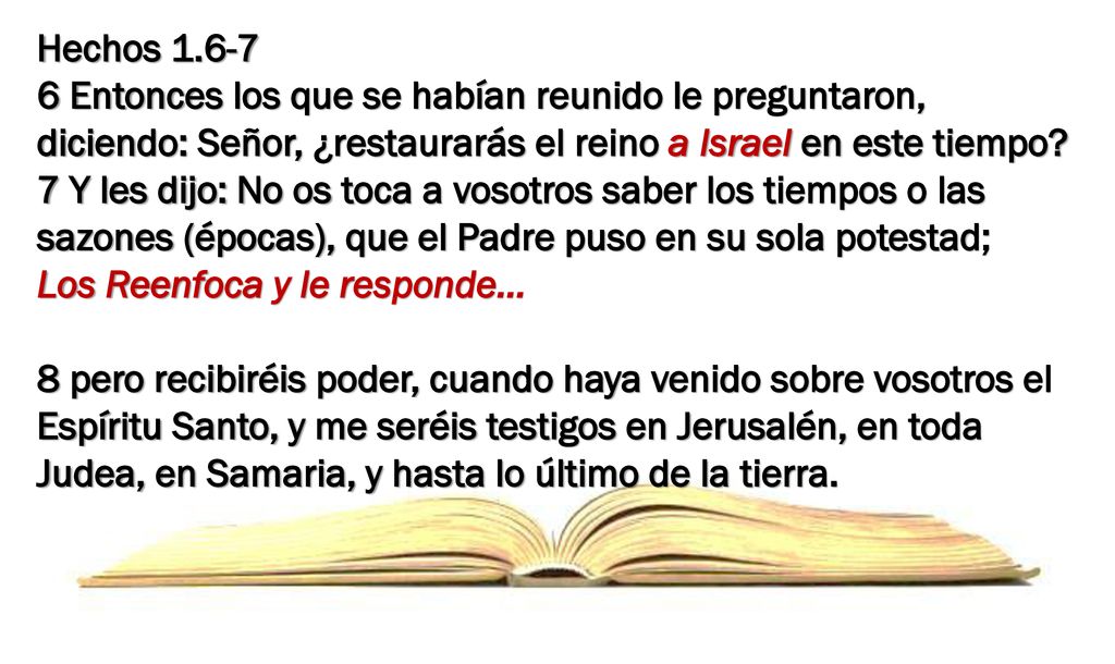 Hechos Entonces los que se habían reunido le preguntaron, diciendo: Señor, ¿restaurarás el reino a Israel en este tiempo