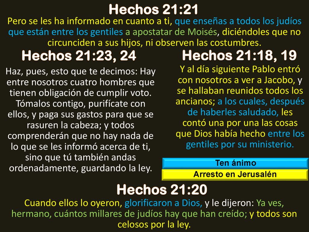 Hechos 21:21 Hechos 21:23, 24 Hechos 21:18, 19 Hechos 21:20