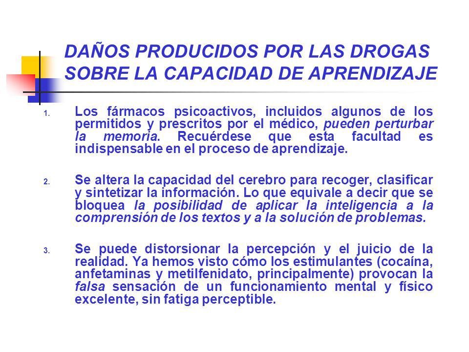 DAÑOS PRODUCIDOS POR LAS DROGAS SOBRE LA CAPACIDAD DE APRENDIZAJE