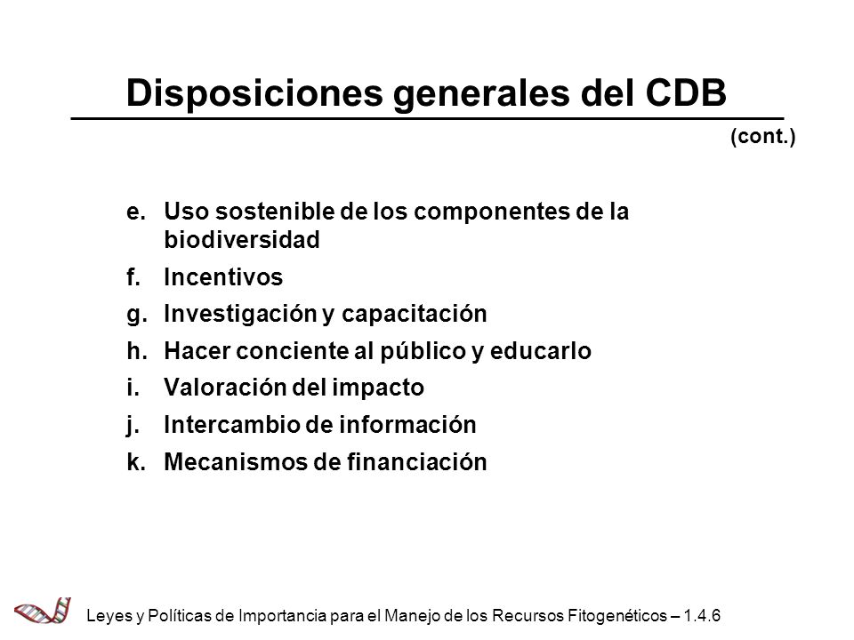 Disposiciones generales del CDB
