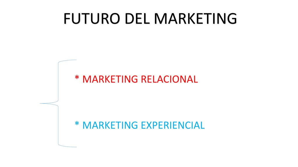 FUTURO DEL MARKETING * MARKETING RELACIONAL * MARKETING EXPERIENCIAL