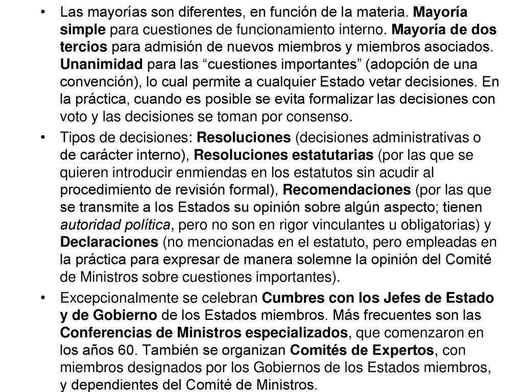 Las mayorías son diferentes, en función de la materia