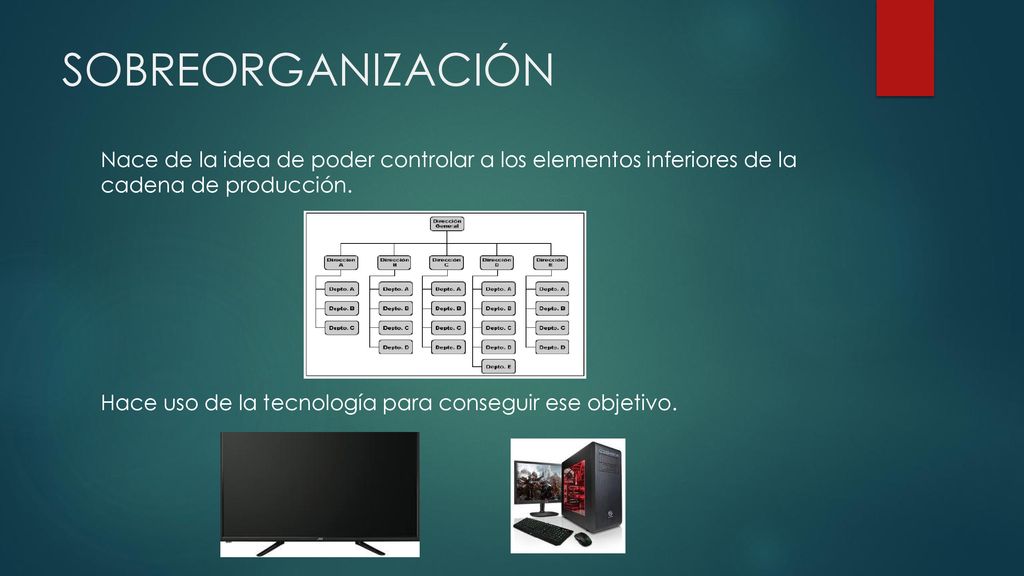 SOBREORGANIZACIÓN Nace de la idea de poder controlar a los elementos inferiores de la cadena de producción.