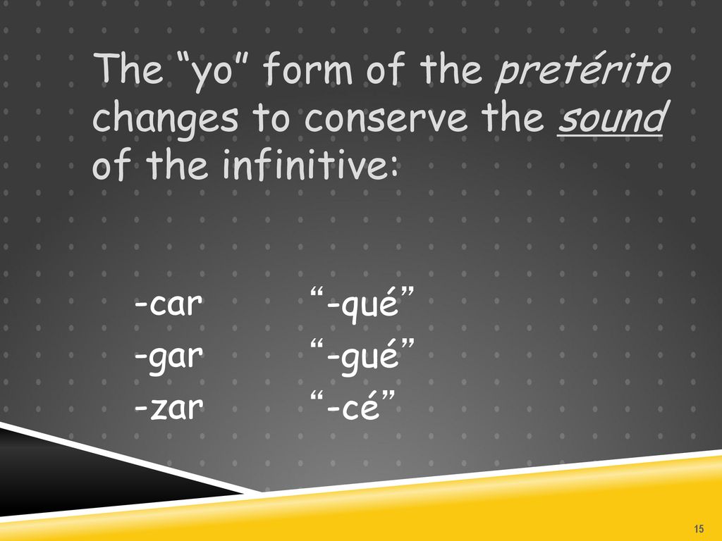 The yo form of the pretérito changes to conserve the sound of the infinitive: