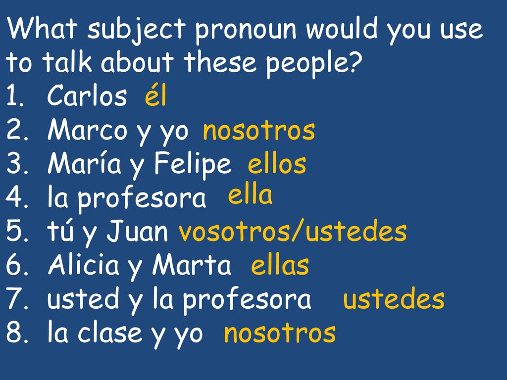 What subject pronoun would you use to talk about these people