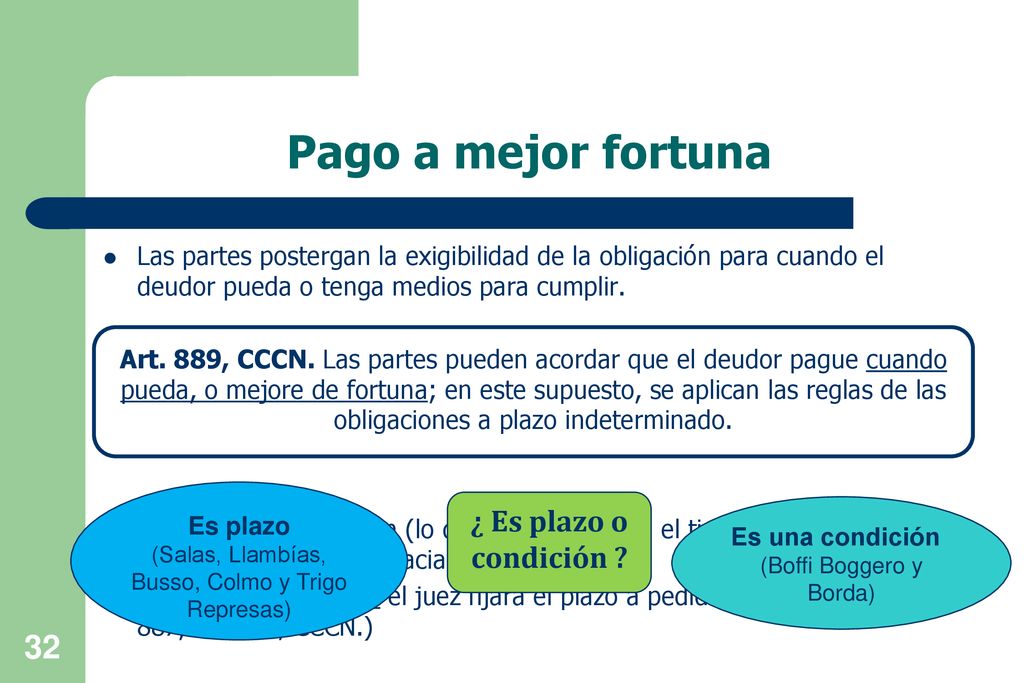 Pago a mejor fortuna ¿ Es plazo o condición