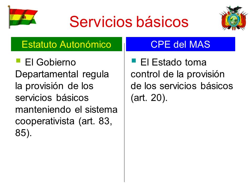 Servicios básicos Estatuto Autonómico CPE del MAS