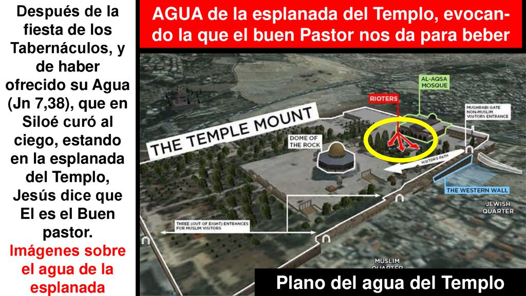 Imágenes sobre el agua de la esplanada Plano del agua del Templo