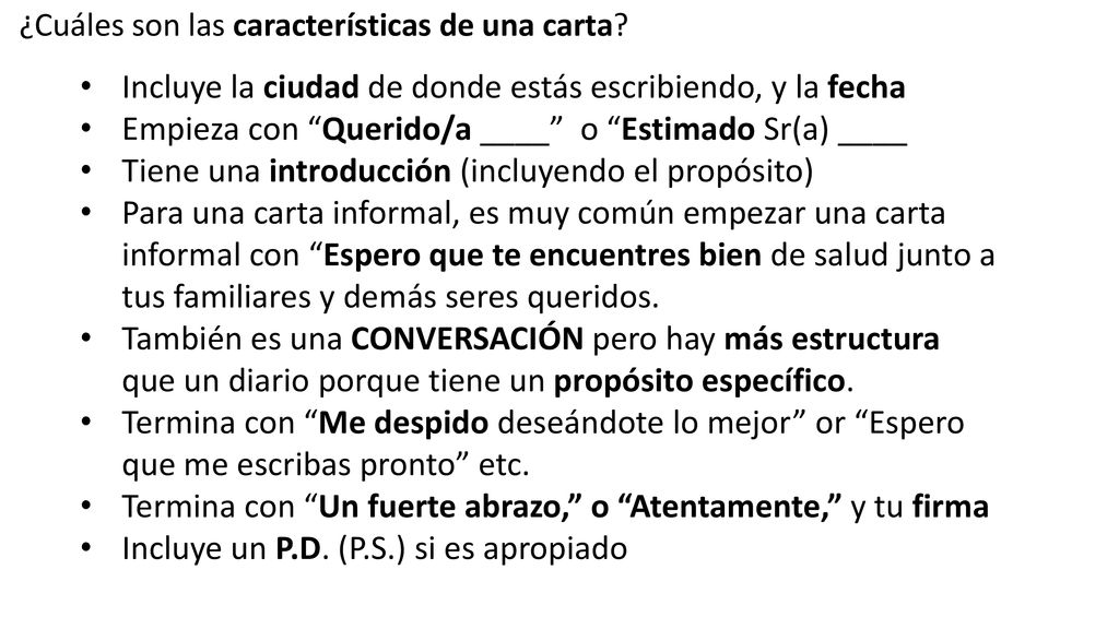 Incluye la ciudad de donde estás escribiendo, y la fecha