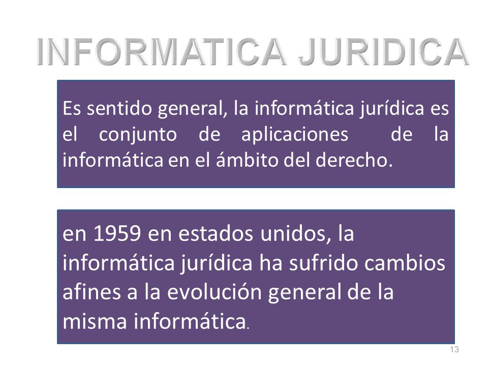 INFORMATICA JURIDICA Es sentido general, la informática jurídica es el conjunto de aplicaciones de la informática en el ámbito del derecho.