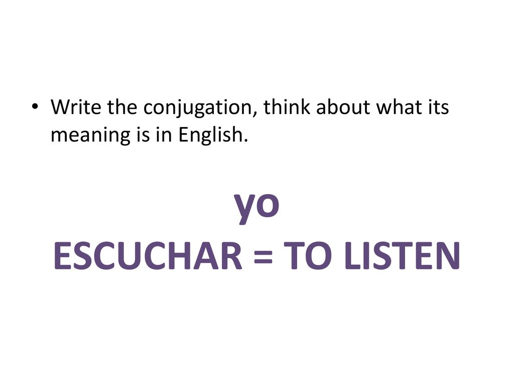 Write the conjugation, think about what its meaning is in English.