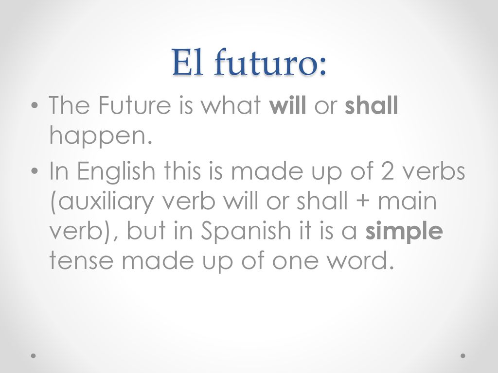 El futuro: The Future is what will or shall happen.