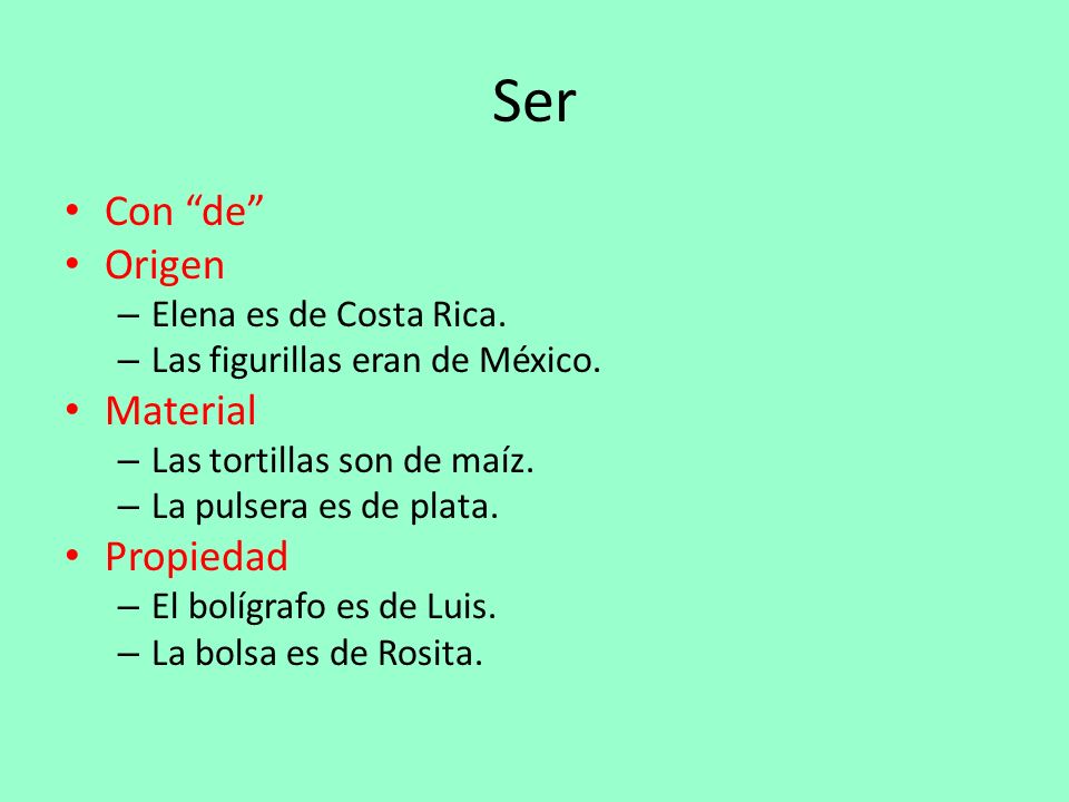 Ser Con de Origen Material Propiedad Elena es de Costa Rica.