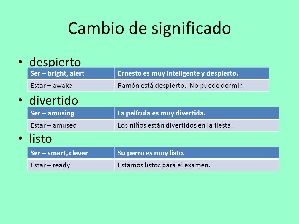 Cambio de significado despierto divertido listo Ser – bright, alert