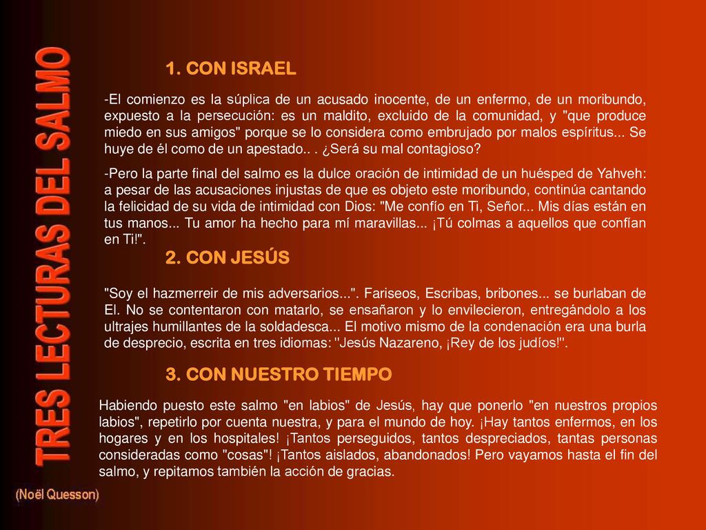 1. CON ISRAEL 2. CON JESÚS 3. CON NUESTRO TIEMPO