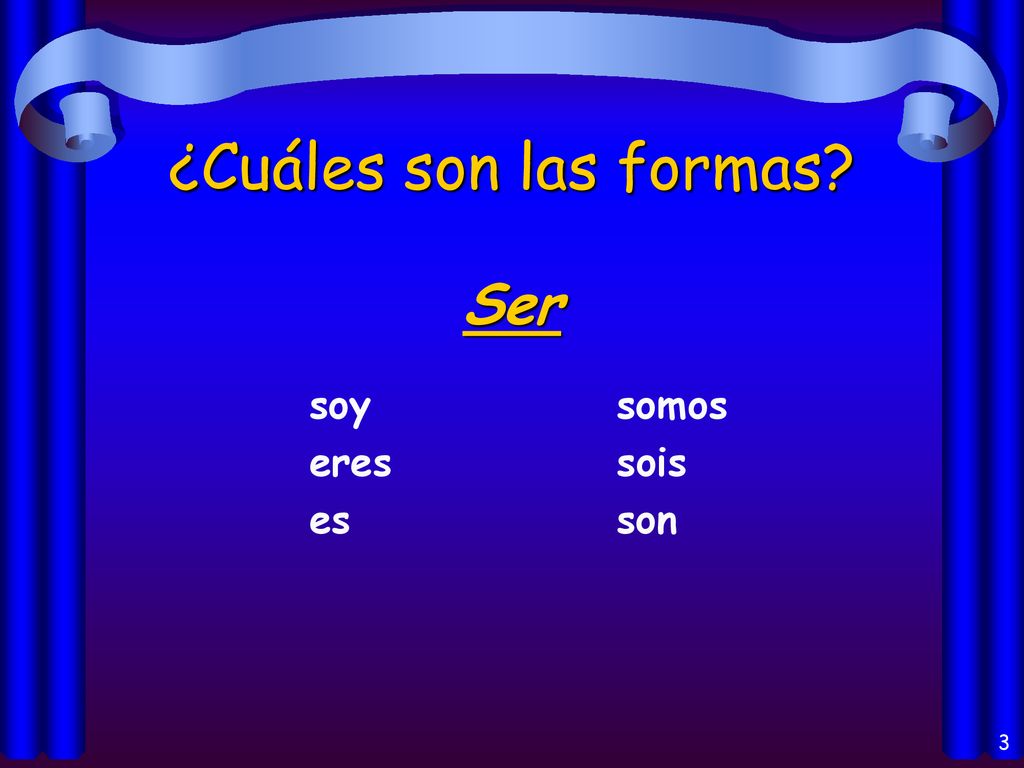 ¿Cuáles son las formas Ser soy somos eres sois es son