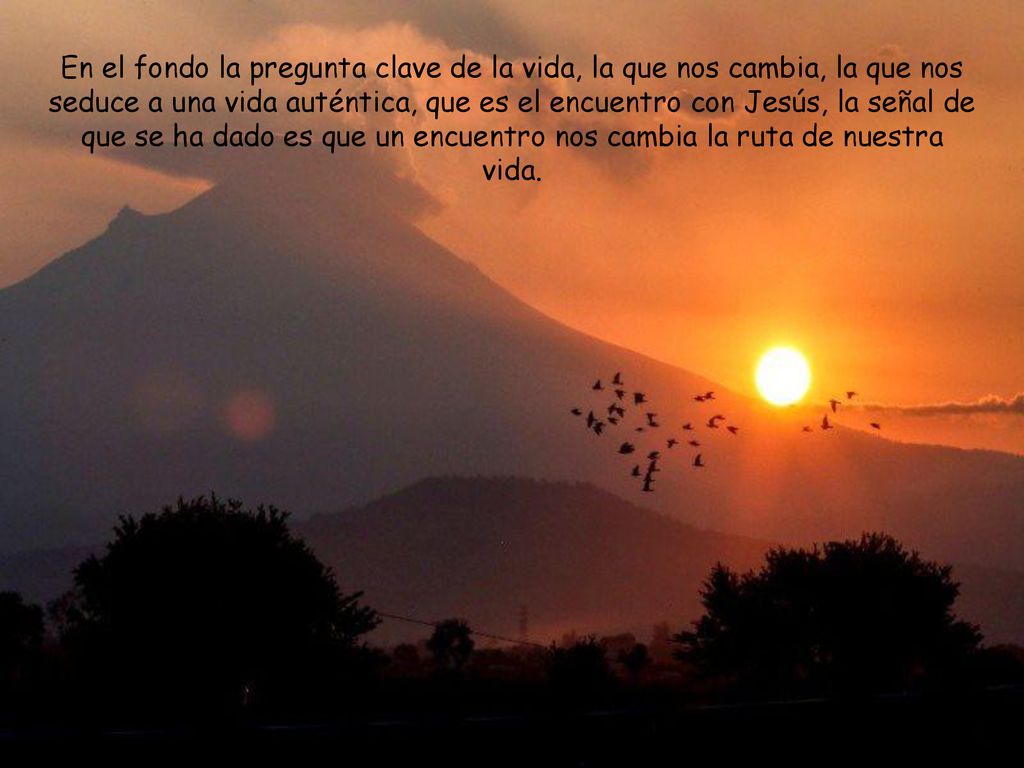 En el fondo la pregunta clave de la vida, la que nos cambia, la que nos seduce a una vida auténtica, que es el encuentro con Jesús, la señal de que se ha dado es que un encuentro nos cambia la ruta de nuestra vida.