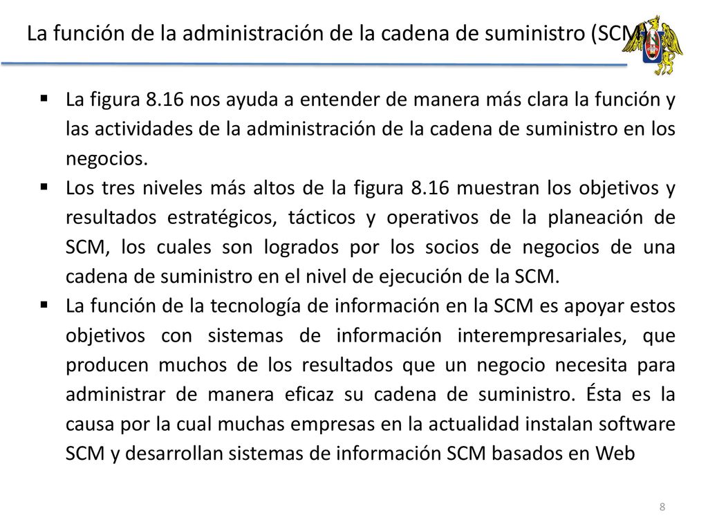 La función de la administración de la cadena de suministro (SCM)