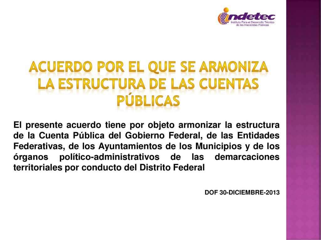 Acuerdo por el que se Armoniza la Estructura de las Cuentas Públicas