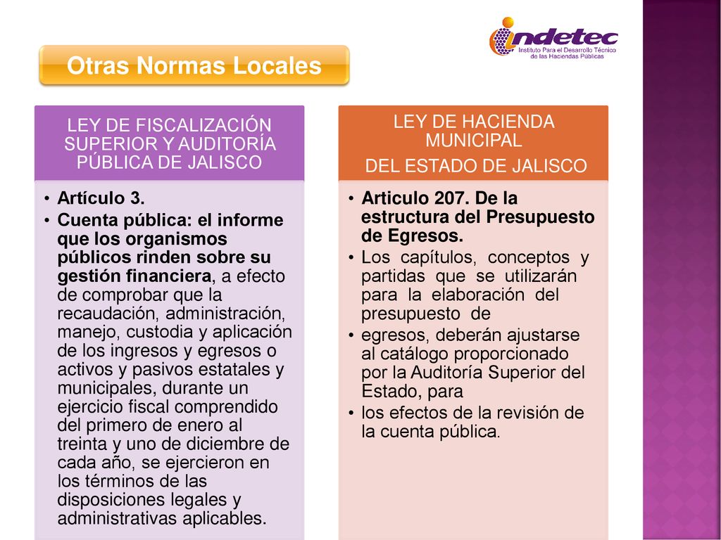 Otras Normas Locales LEY DE FISCALIZACIÓN SUPERIOR Y AUDITORÍA PÚBLICA DE JALISCO. Artículo 3.