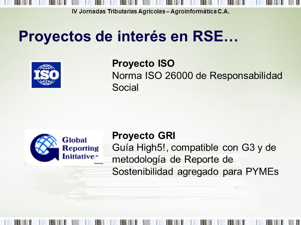 Proyectos de interés en RSE…