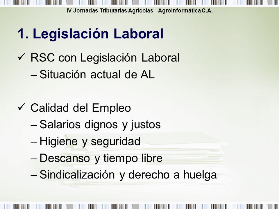 1. Legislación Laboral RSC con Legislación Laboral