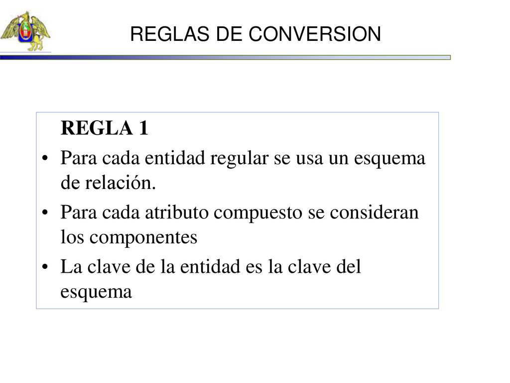 Para cada entidad regular se usa un esquema de relación.