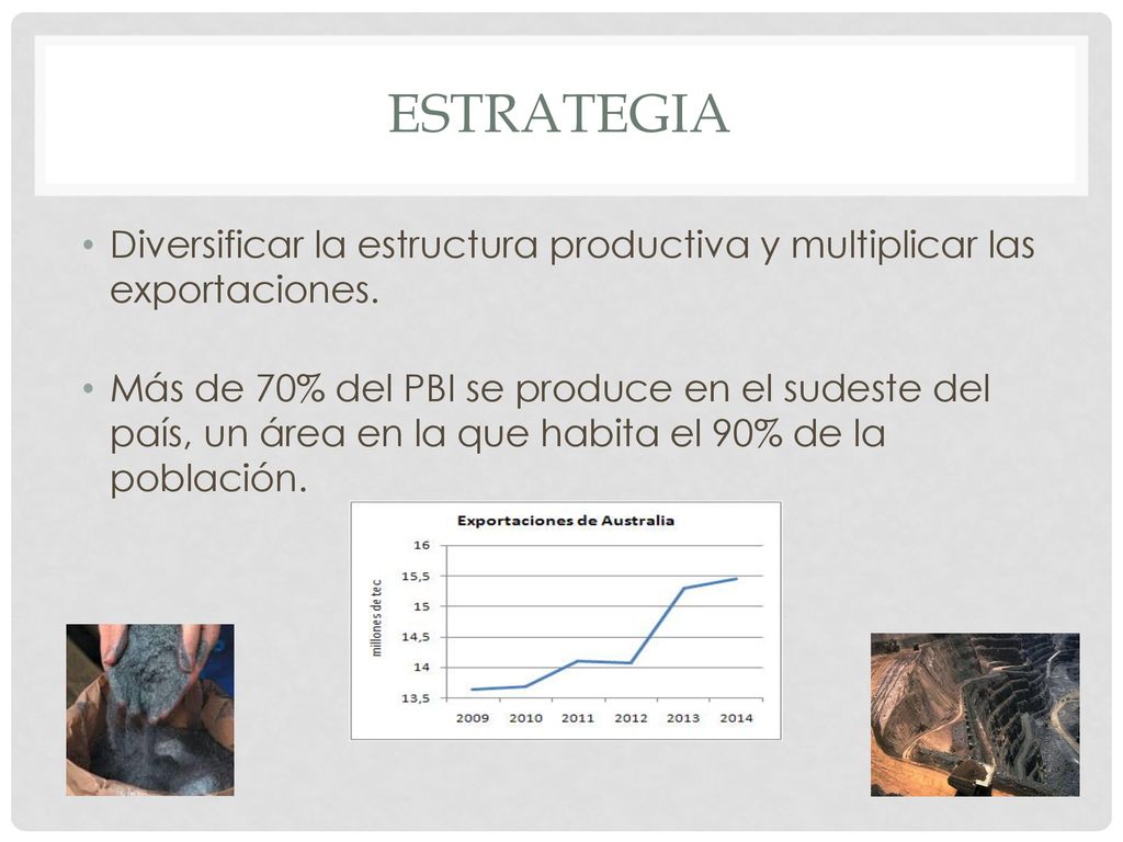 estrategia Diversificar la estructura productiva y multiplicar las exportaciones.