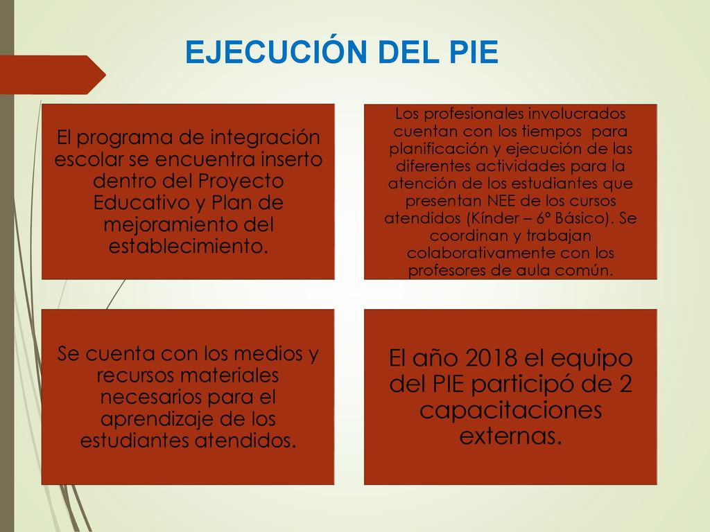 El año 2018 el equipo del PIE participó de 2 capacitaciones externas.