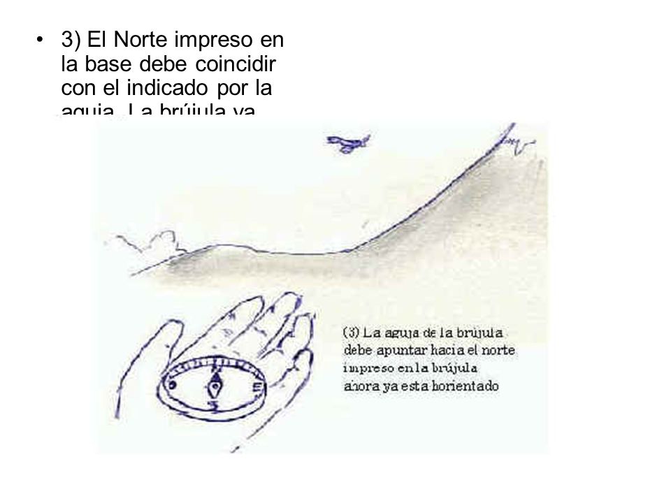 3) El Norte impreso en la base debe coincidir con el indicado por la aguja.