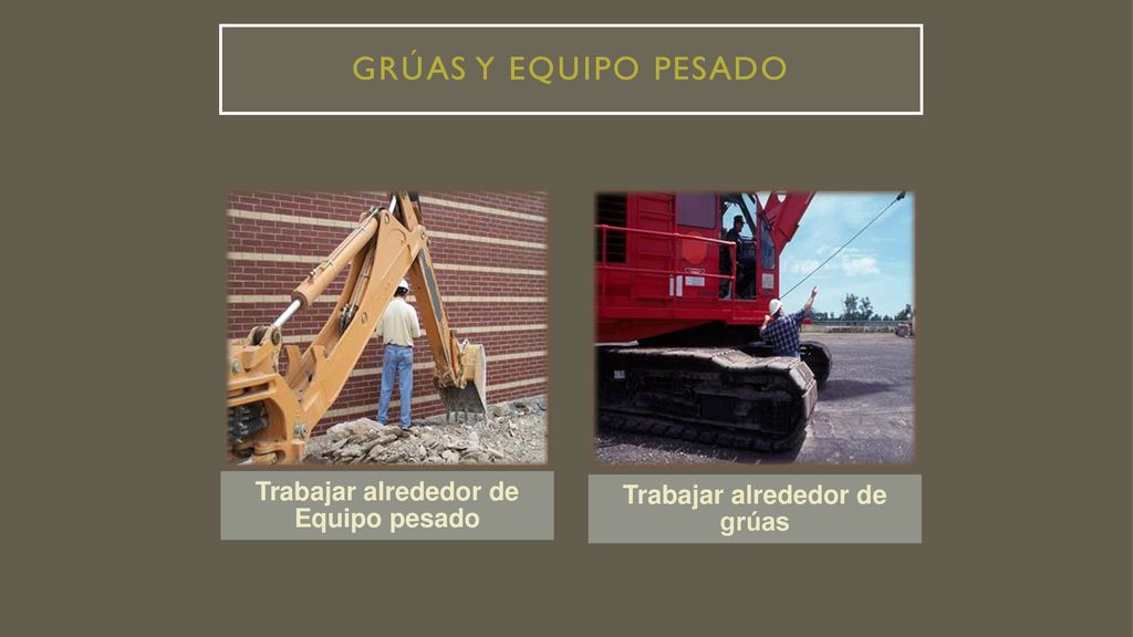 Trabajar alrededor de Equipo pesado Trabajar alrededor de grúas