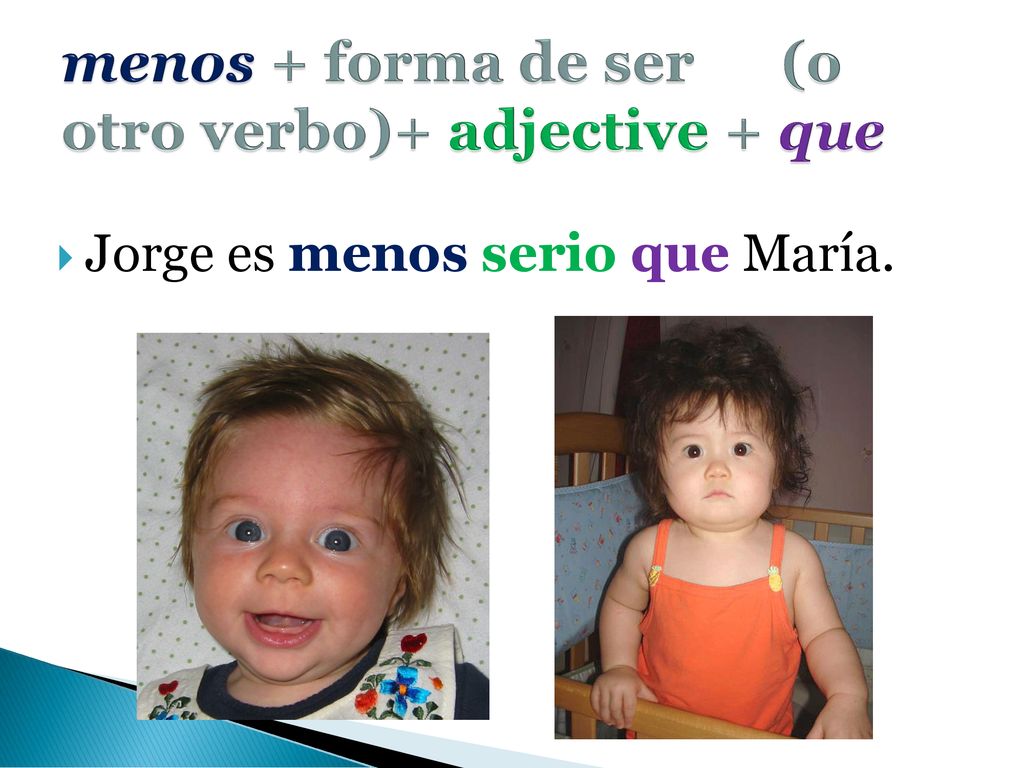 menos + forma de ser (o otro verbo)+ adjective + que