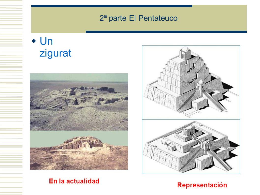 2ª parte El Pentateuco Un zigurat En la actualidad Representación