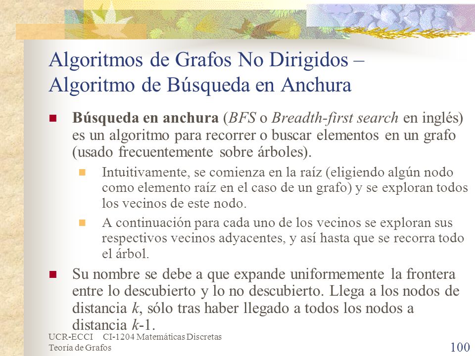 Algoritmos de Grafos No Dirigidos – Algoritmo de Búsqueda en Anchura
