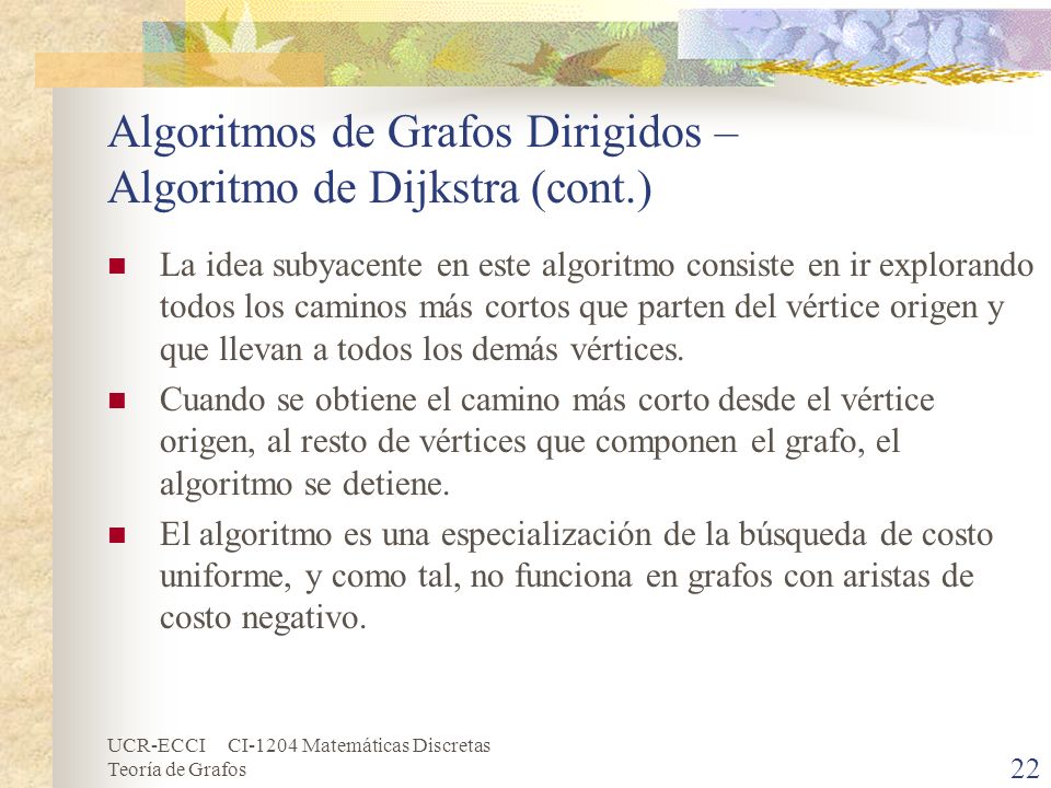 Algoritmos de Grafos Dirigidos – Algoritmo de Dijkstra (cont.)
