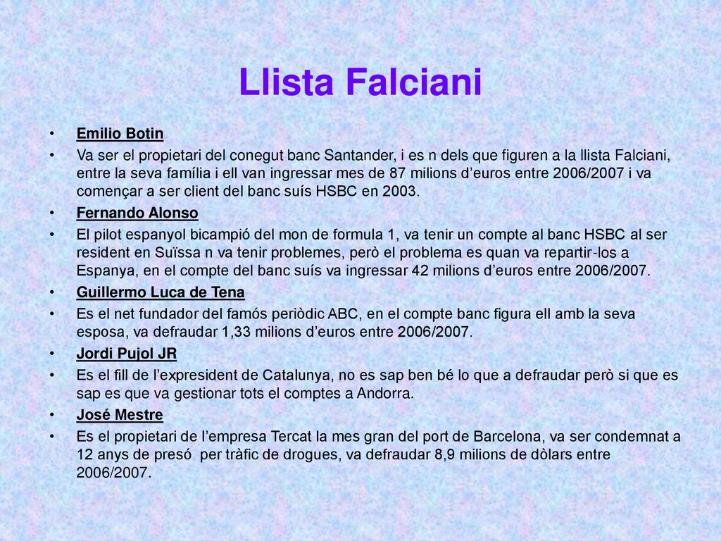 Llista Falciani Emilio Botin