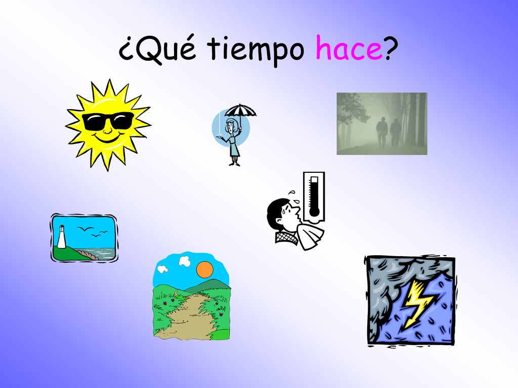 ¿Qué tiempo hace Hace frio hace calor El cielo esta despejado Nieva