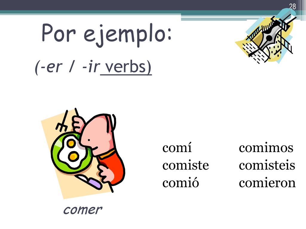 Por ejemplo: (-er / -ir verbs) comer comí comiste comió
