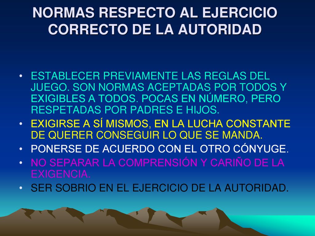NORMAS RESPECTO AL EJERCICIO CORRECTO DE LA AUTORIDAD