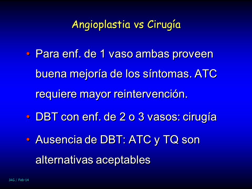 Angioplastia vs Cirugía