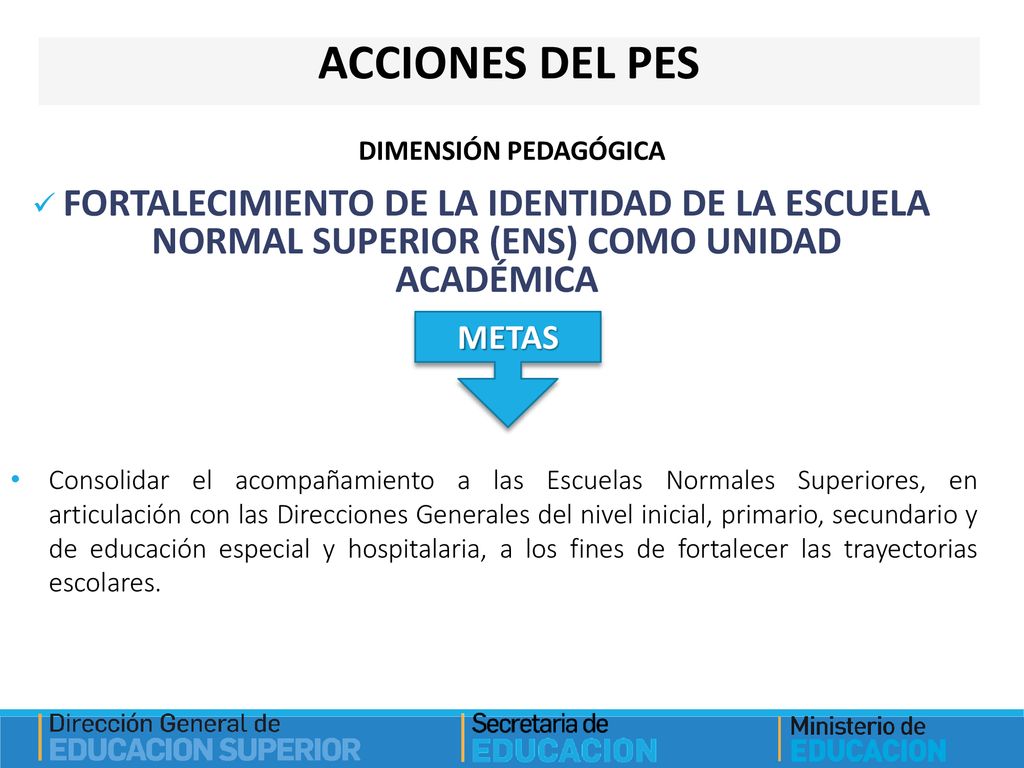 ACCIONES DEL PES DIMENSIÓN PEDAGÓGICA. FORTALECIMIENTO DE LA IDENTIDAD DE LA ESCUELA NORMAL SUPERIOR (ENS) COMO UNIDAD ACADÉMICA.