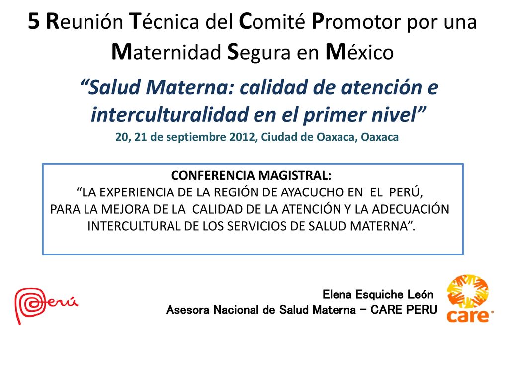 5 Reunión Técnica del Comité Promotor por una Maternidad Segura en México