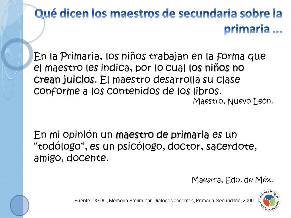 Qué dicen los maestros de secundaria sobre la primaria ...