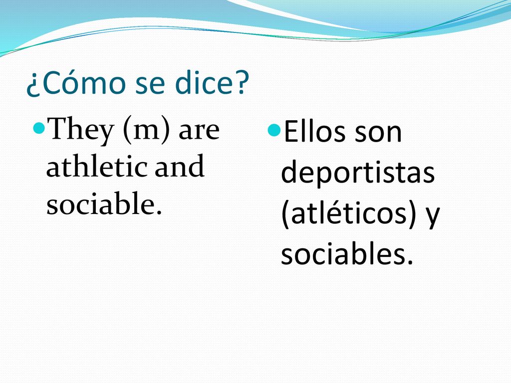 ¿Cómo se dice Ellos son deportistas (atléticos) y sociables.