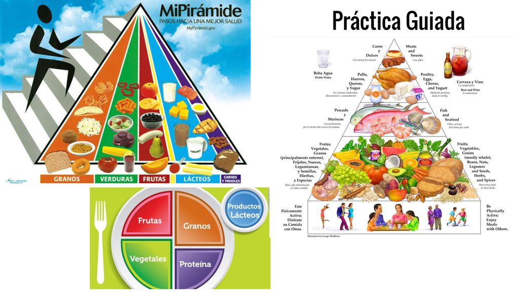 Práctica Guiada Compare & contrast; discuss MiPirámide vs. MiPlato vs. old food pyramid