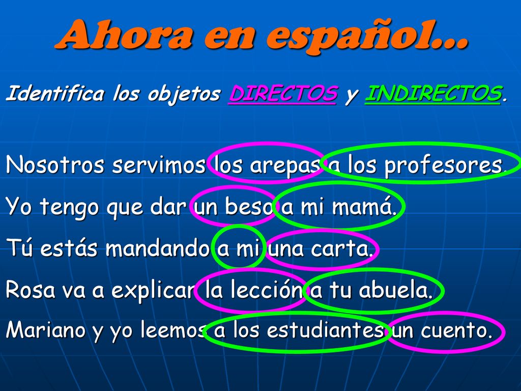 Ahora en español… Nosotros servimos los arepas a los profesores.