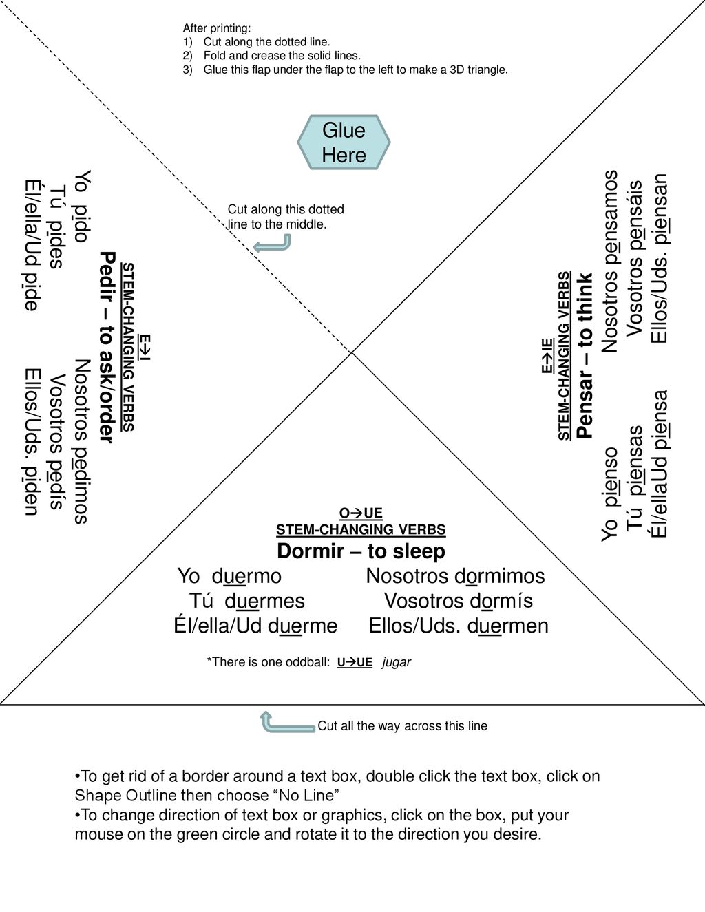 Pedir – to ask/order Pensar – to think Dormir – to sleep