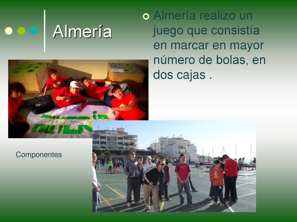Almería Almería realizo un juego que consistía en marcar en mayor número de bolas, en dos cajas .