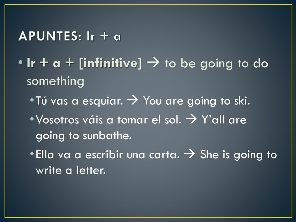 Ir + a + [infinitive]  to be going to do something
