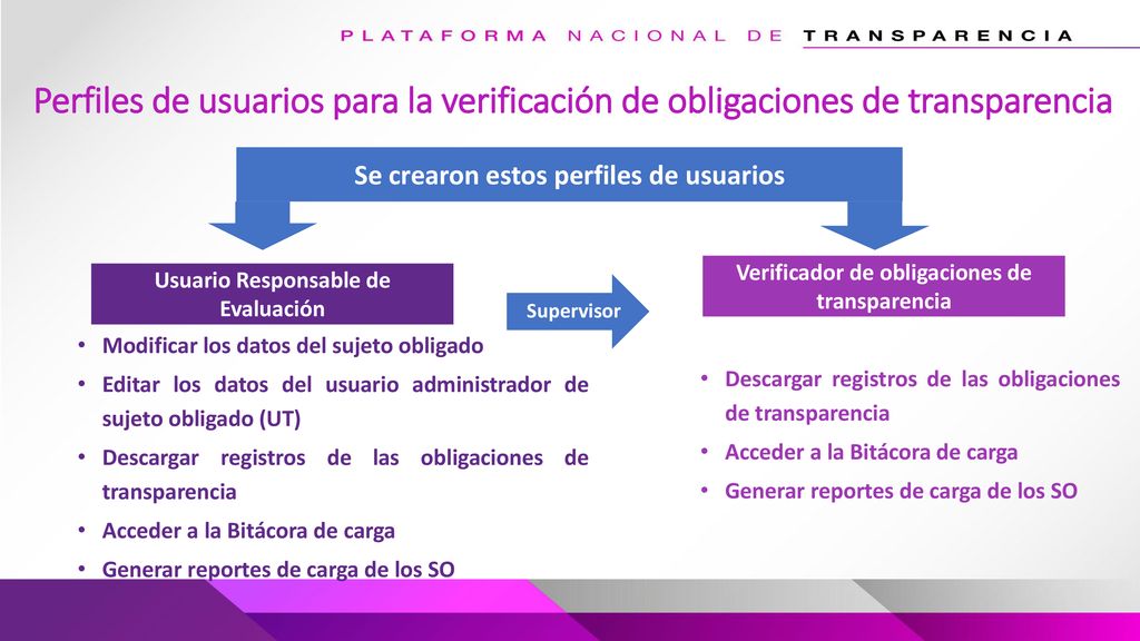 Perfiles de usuarios para la verificación de obligaciones de transparencia